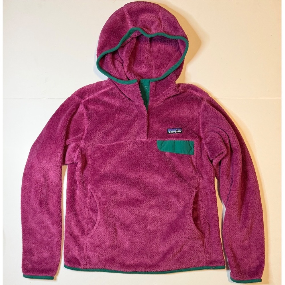 VTG Patagonia Re-Tool Snap-T Hoodie Women Small Purple Fleece Pullover